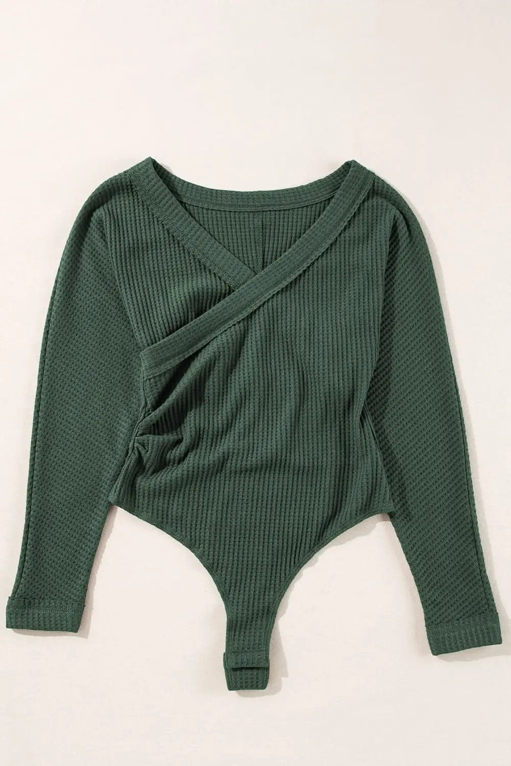 Chic blackish green ribbed bodysuit - Love Salve